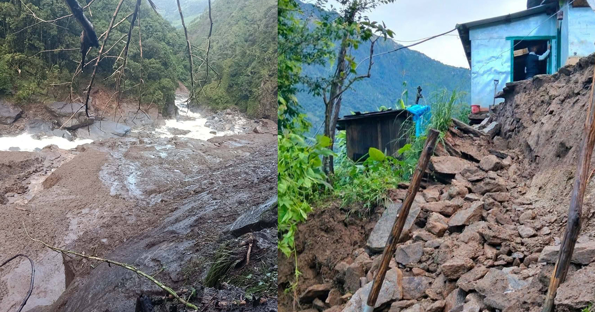 बाढीले गोठसहित बगाउँदा दोलखामा ७३ वर्षीय बृद्ध बेपत्ता,चार कर्मचारी भीरमा अड्कीए
