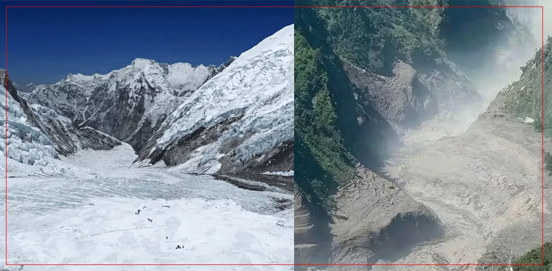 भूकम्पले ग्लेसियर फुटायो, फुटेको ग्लासियरले निकाल्यो कम्पन