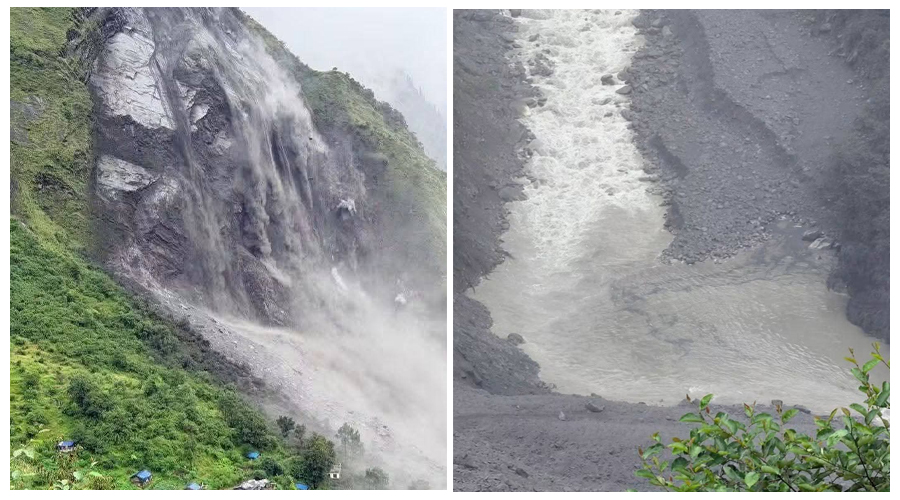 पहिरोले दार्चुलाको चौलानी नदी आंशिक थुनियो